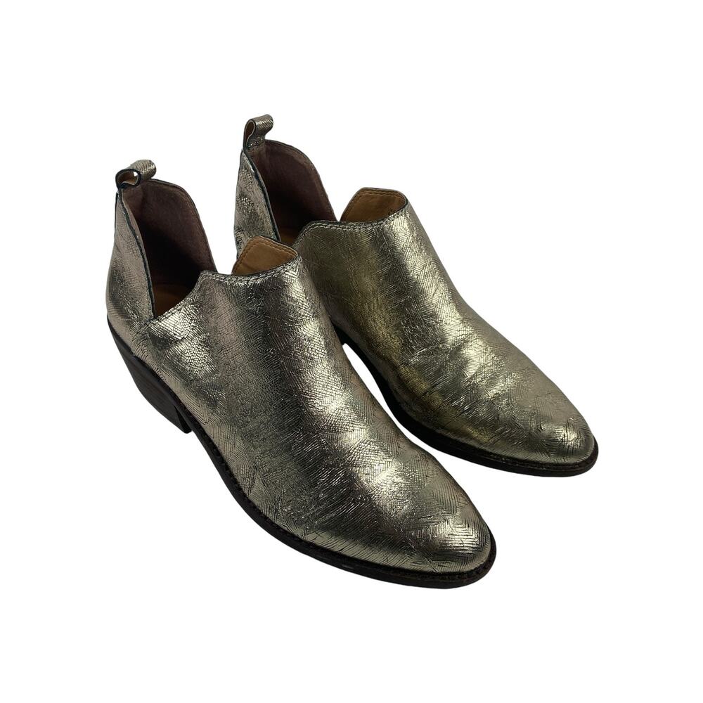 Lucky Brand Fayth2 Slip On Leather Ankle Bootie Gold Women's Size 8.5